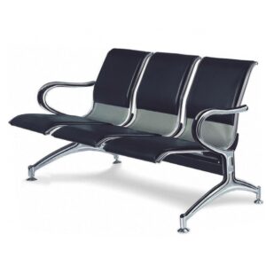 X291-7X820A銀網面黑皮排椅(4人座)