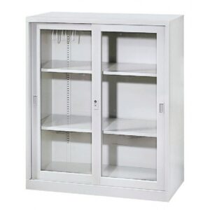 C210-10C 玻璃加框拉門活動三層式理想櫃