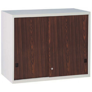 C214-2C 鐵拉門上置式鋼製公文櫃(胡桃面)74高