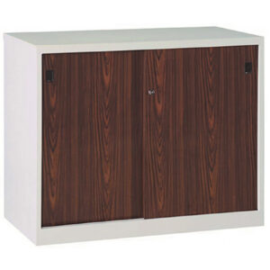 C214-3C 鐵拉門下置式鋼製公文櫃(胡桃面)74高