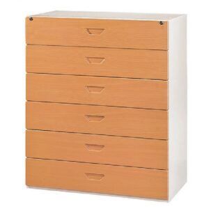 C216-11C 鋼木抽屜六層式(木紋面)