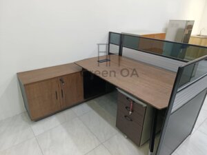 2.5屏風(112高)烤黑+主桌+職員椅+黑活動櫃+會議桌+洽談桌+鋼木櫃