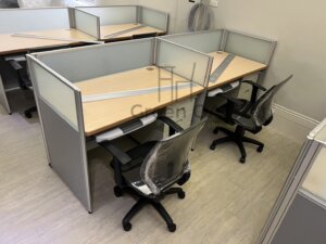 2.5屏風102高淺木紋桌板abs鍵盤架活動櫃職員椅2