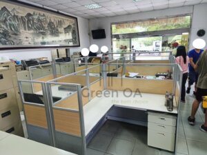 2.5屏風(132高)+主桌+側桌+活動櫃+abs中抽+櫃檯板+公文櫃2