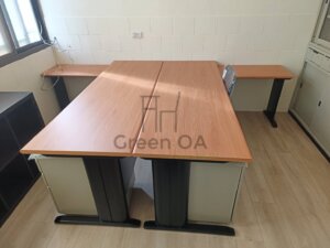 L型cd桌+4尺鐵櫃+活動櫃+職員椅1