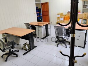 烤黑cd辦公桌+l型辦公桌+活動櫃+abs中抽+辦公椅