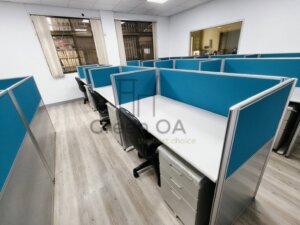 2.5屏風(112高)+abs中抽+活動櫃+cd辦公桌+職員椅10