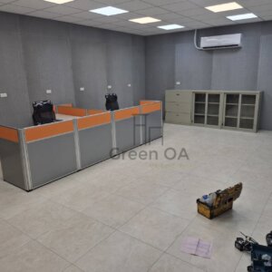 2.5屏風(92高)+平條桌板+側桌+abs中抽+活動櫃+辦公椅+抽屜三層式公文櫃+玻璃加框上置式公文櫃2