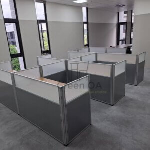 2.5屏風(102高)+木紋主桌+鋼製中抽有鎖4