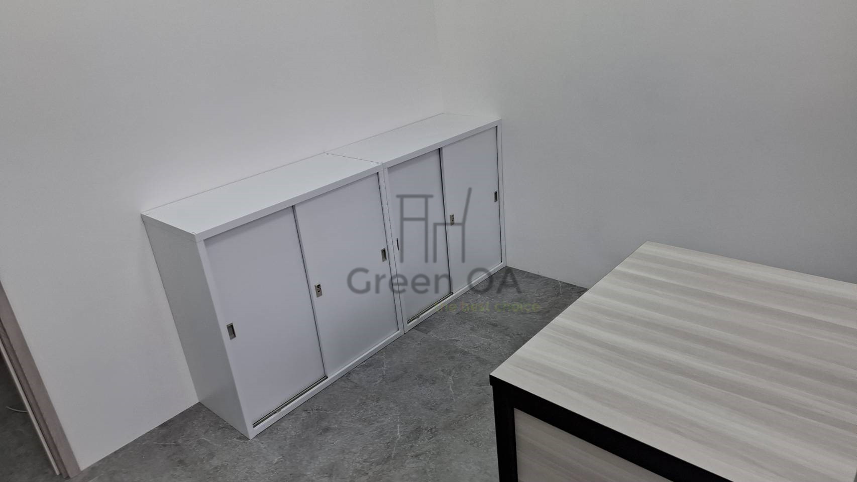 烤白理想櫃+s40 l型主管桌