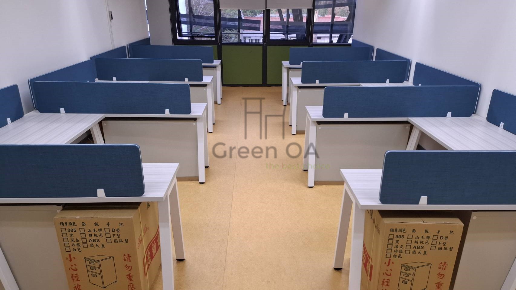 SQA工作站+側桌+活動櫃+桌上屏+桌下櫃1